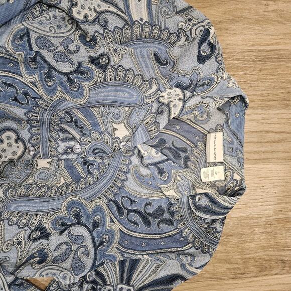 Vtg Paisley Print Semi Sheer Blouse Womens 10P Blue Y2K Fairy Preppy Alfred Dunn - Picture 3 of 9
